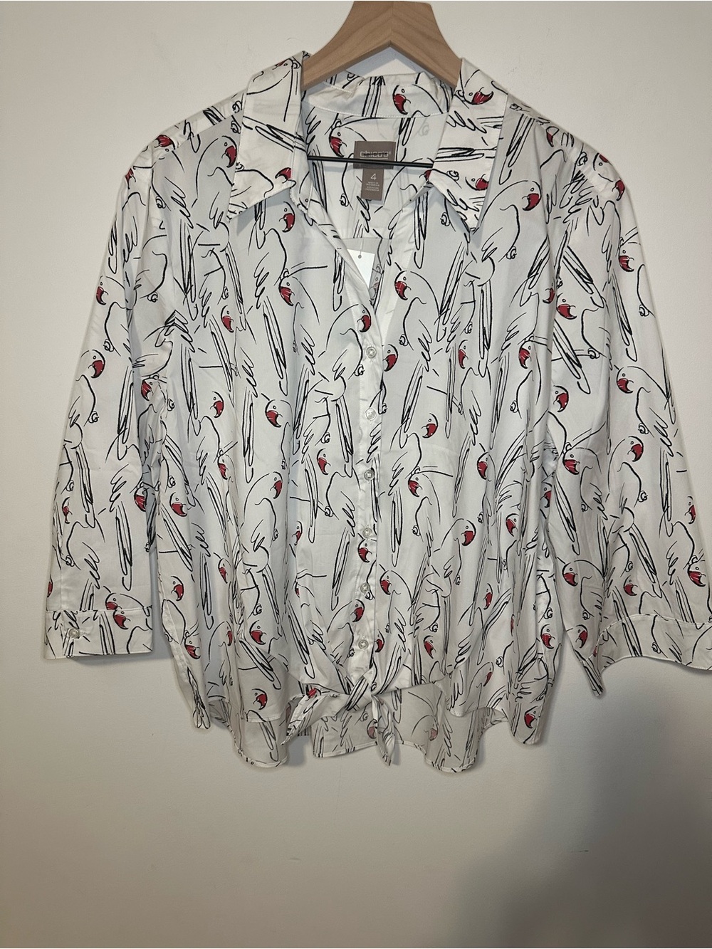 Chico’s Amazon Patriots The Front Popover Top Size 4 US XXL Novelty Print Artsy